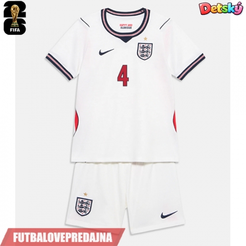 Lacne Dětský Futbalové dres Anglicko Declan Rice #4 MS 2026 Krátky Rukáv - Domáci (+ trenírky)